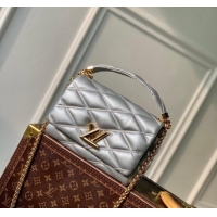 Top Quality Louis Vuitton GO-14 MM Shoulder Bag in Quilted Lambskin M25107 Silver 2024