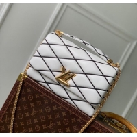 Top Quality Louis Vuitton GO-14 GM Shoulder Bag in Quilted Lambskin M23689 White 2024