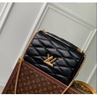 Top Grade Louis Vuitton GO-14 GM Shoulder Bag in Quilted Lambskin M23689 Black 2024