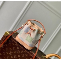 Super Quality Louis Vuitton Nano Noé Bucket bag in Damier Giant Canvas N40640 Pistachio Green 2024