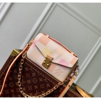 Inexpensive Louis Vuitton Pochette Metis East West Bag in Damier Giant Canvas N40749 Peach Pink 2024