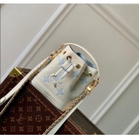 Original Cheap Louis Vuitton Nano Noe Bucket Bag in Bicolor Monogram Leather M82933 White/Blue 2024