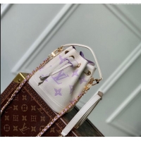 Best Price Louis Vuitton Nano Noe Bucket Bag in Bicolor Monogram Leather M82933 White/Purple 2024