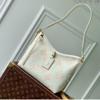 Grade Quality Louis Vuitton CarryAll PM Hobo Bag in Bicolor Monogram Leather M24141 White/Peach Pink 2024