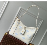 Cheapest Louis Vuitton CarryAll PM Hobo Bag in Bicolor Monogram Leather M24141 White/Blue 2024