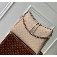 Luxury Classic Louis Vuitton Hand It All MM Hobo Bag in Mahina calfskin M24133 Galet Grey 2024