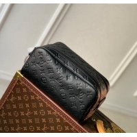 Top Grade Louis Vuitton Dopp Kit Toilet Clutch in Taurillon Monogram Leather M82576 Black 2024