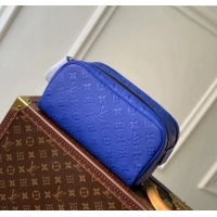 Low Cost Louis Vuitton Dopp Kit Toilet Clutch in Taurillon Monogram Leather M82576 Blue 2024