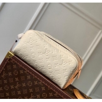 Best Quality Louis Vuitton Dopp Kit Toilet Clutch in Taurillon Monogram Leather M82576 White 2024