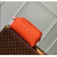 New Design Louis Vuitton Dopp Kit Toilet Clutch in Taurillon Monogram Leather M82576 Orange Red 2024