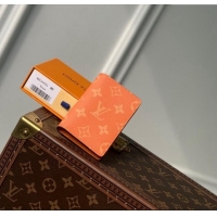 Top Grade Louis Vuitton Pocket Organizer Wallet in Taiga Leather and Monogram Canvas M31041 Orange 2024