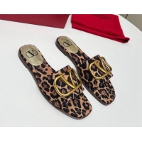 Trendy Design Valentino VLogo Printed Flat Slide Sandals Brown 429070