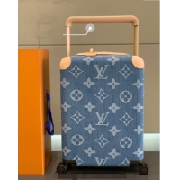 Best Price Louis Vuitton Horizon Luggage Travel Bag 55cm in 0417 Blue Washed Denim 2024