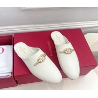 Good Looking Valentino The Bold Edition VLogo Flat Mules White 429088