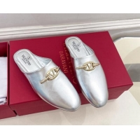 Purchase Valentino The Bold Edition VLogo Flat Mules Silver 429090