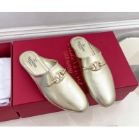 Perfect Valentino The Bold Edition VLogo Flat Mules Gold 429091