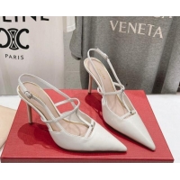 Good Looking Valentino Rockstud Wispy Calfskin Leather Slingback Pumps 9cm White 429133