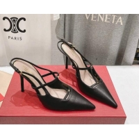 Best Product Valentino Rockstud Wispy Calfskin Leather Slingback Pumps 9cm Black 0429136