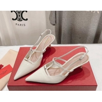 Unique Style Valentino Rockstud Wispy Patent Calfskin Slingback Pumps 6cm White 429137