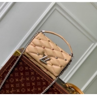 Best Quality Louis Vuitton GO-14 MM Shoulder Bag in Quilted Lambskin with Metal Studs M24151 Beige 2024