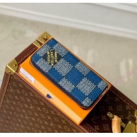 Pretty Style Louis Vuitton Zippy Vertical Wallet in Damier Heritage Canvas N40675 Blue 2024