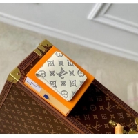 Pretty Style Louis Vuitton Multiple Wallet in Monogram Shadow Calfskin M83380 White 2024