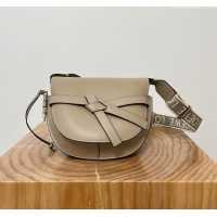 Super Quality Loewe Small Gate Dual Bag in Soft Calfskin and Jacquard Strap L0301 Sand 2024 Top