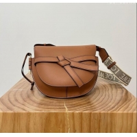 Super Quality Loewe Small Gate Dual Bag in Soft Calfskin and Jacquard Strap L0301 Caramel 2024 Top