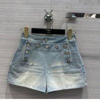 Buy Classic Chanel Denim Shorts CH053106 Blue 2024