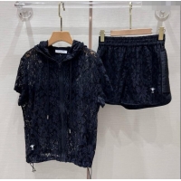 ​Luxury Cheap Dior Lace Top and Shorts D053115 Black 2024