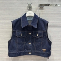 Luxury Classic Prada Denim Vest P053127 Blue 2024