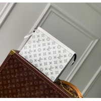 Famous Brand Louis Vuitton Pochette To-Go Pouch in Monogram Shadow Calfskin M83382 White/Navy Blue 2024