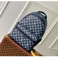 Good Quality Louis Vuitton Discovery Backpack bag in Monogram Shadow Calfskin M24760 Ink Blue/White 2024