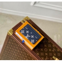 Good Quality Louis Vuitton Double Card Holder Wallet in Monogram Shadow Calfskin M83700 Ink Blue/White 2024