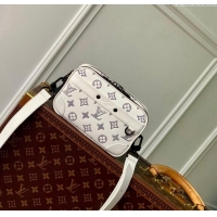 Famous Brand Louis Vuitton Alpha Wearable Wallet Mini bag in Monogram Shadow Calfskin M83383 White/Navy Blue 2024