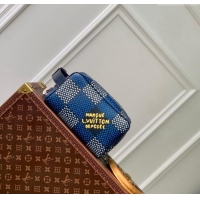 Good Quality Louis Vuitton Locker Dopp Kit Clutch in Damier Heritage Canvas N40747 Blue 2024