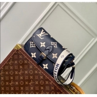 Low Cost Louis Vuitton Diane Shoulder Bag in Monogram Empreinte Leather M47161 Navy Blue/Cream White 2024