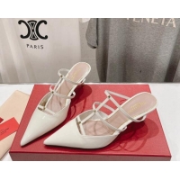 Good Quality Valentino Rockstud Wispy Patent Calfskin Heel Mules 6cm White 429150