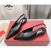 Purchase Valentino The Bold Edition VLogo Calfskin Slingback Ballerinas Black 429161