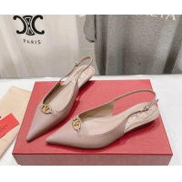 Good Looking Valentino The Bold Edition VLogo Calfskin Slingback Ballerinas Dusty Pink 429162