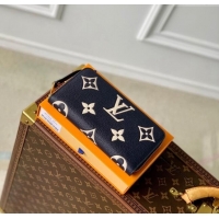 Inexpensive Louis Vuitton Zippy Wallet Wallet bag in Monogram Empreinte Lether M61864 Navy Blue /Cream White 2024