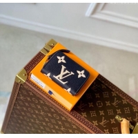 Unique Style Louis Vuitton Zippy Coin Purse Wallet in Bicolor Monogram Empreinte Leather M83606 Navy Blue /Cream White 2