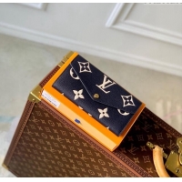 Top Quality Louis Vuitton Sarah Wallet in Bicolor Monogram Empreinte Leather M81049 Navy Blue /Cream White 2024