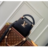 Grade Quality Louis Vuitton Capucines Mini Bag in Black Taurillon Leather with Lovelock Chain M23951 2024