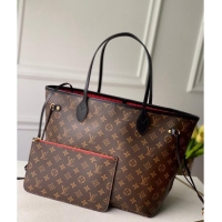 Promotional Louis Vuitton Classic Neverfull MM Tote Bag M48228 Monogram Canvas/Red/Black 2024