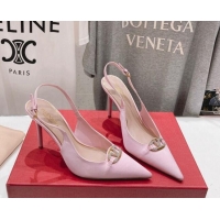 Sumptuous Valentino The Bold Edition VLogo Satin Slingback Pumps 9cm with Strass Pink 429167