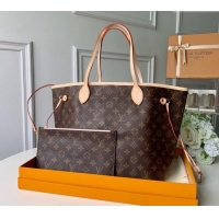 Shop Best Louis Vuitton Classic Neverfull MM Tote Bag M50366 Monogram Canvas/Light Pink 2024