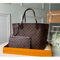 Buy Cheap Louis Vuitton Classic Neverfull MM Tote Bag N41603 Damier Ebene Canvas/Light Pink 2024