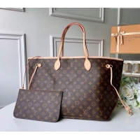 Low Cost Louis Vuitton Classic Neverfull GM Tote Bag M40990 Monogram Canvas/Beige 2024