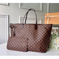 Shop Grade Louis Vuitton Classic Neverfull GM Tote Bag N41357 Damier Ebene Canvas/Red 2024